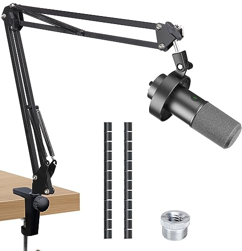 SUNMON compatible avec Fifine K688 Boom Arm, Micro Stand Boom Arm pour K688, Mic Boom Arm with 3/8 to 5/8 Screw Adapter Clip, K688 Microphone Stand with Cable Sleeve