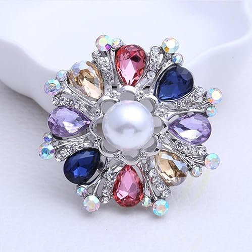 YAHOYA Femmes de Luxe élégant Big Strass Broches Bijoux Fleur Plante Echarpe Boucle Corsage Mode Mariage Party Broche Pin