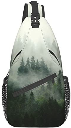 FJAUOQ Lemon Sling Rucksack, leichte Cross-Umhängetasche für Damen und Herren, lässiger Tagesrucksack für Outdoor, Nebelige Landschaft, One size