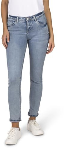 DENIMFY Jeans Damen lang Stretch Slim Fit Mid Waist DFElla Jeanshose Baumwolle Denim Blau L, Größe:L, Farben:Light Blue Denim (L177)