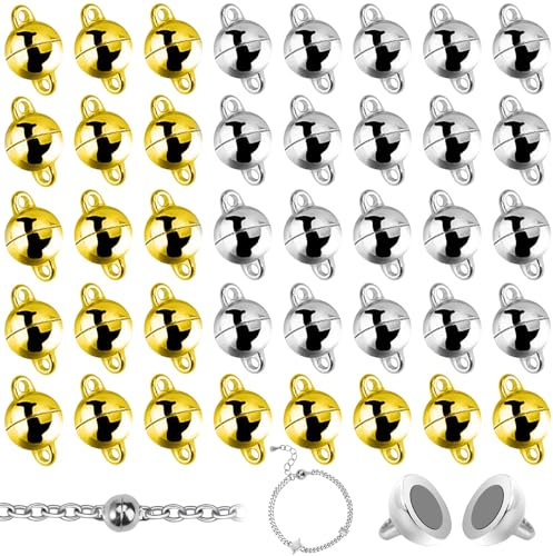 40 Stück Magnetverschluss Armband Schmuck Magnetverschlüsse Runde Magnetverschlüsse,8mm Magnetverschluss Kette,Magnetischer Schmuckverschluss für Halskette Armband Schmuckherstellung