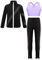 iiniim Kinder Mädchen Trainingsanzug Eiskunstlauf Anzug Glitzer Strass Langarm Sweatjacke + Hose Sport Leggings Yoga Gym Eislaufen Tanzkleidung Lavendel Schwarz 134-140