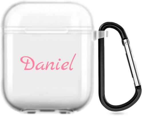 Individuelles Namensetui kompatibel mit Apple AirPods 1&2, personalisiertes Softcover mit Handschriftstil (Halbklar)