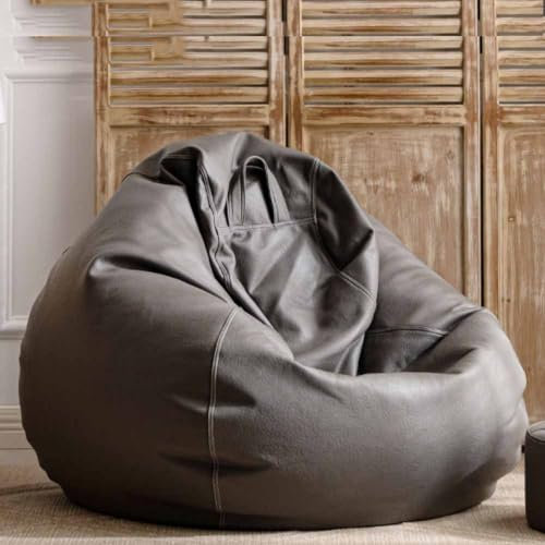 Sitzsack-Stuhl, 3,3 Fuß, großer Kunstleder-Sitzsack-Bezug, Pouf-Bezug ohne Füllung, Outdoor-Sitzsack, Chaiselongue, Pouf, Salon, Spiel, Film, Sack, Puff for Schlafzimmer, Wohnzimmer, Garten(Carbon gre