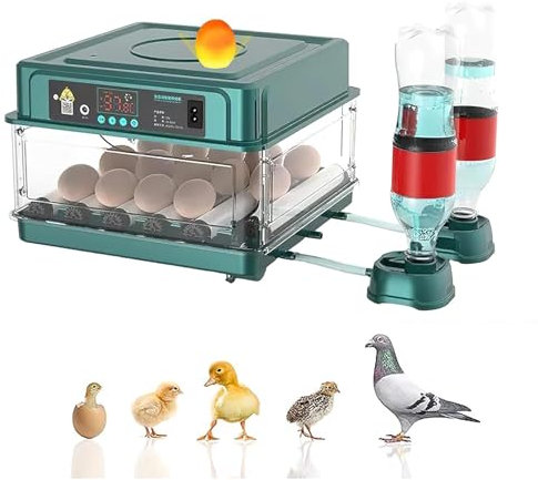 Automatischer Inkubator, automatischer Inkubator für 15 Eier mit automatischem Wendersystem und Temperaturregelung, geeignet für Hühnereier, Wachteleier, Enteneier