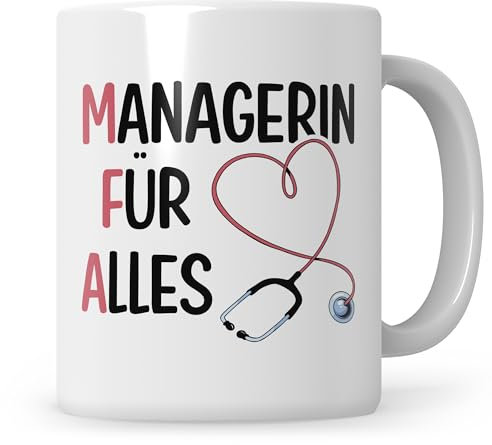 Sweetify MFA Tasse, Managerin für Alles, Geschenk für Medizinische Fachangestellte Geschenkidee Kaffeetasse