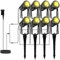 LONIUTO Garden Soptlights Mains Powered, 3000K Warm White Spotlights Mains Powered, 27M 27V Low Voltage Mains Garden Spike Lights Waterproof IP65 for Patio,Path,Wall,Tree (8 Pack*3W)