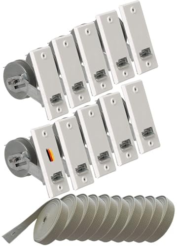 Rollwin 10x Gurtwickler Unterputz 135mm inkl. 10x 7m Gurt – Rolladen Gurtwickler Unterputz Weiß für 23mm Rolladengurt – Einlasswickler aus Deutschland – Rolladenwickler Rollo Aufwickler Gurtaufroller