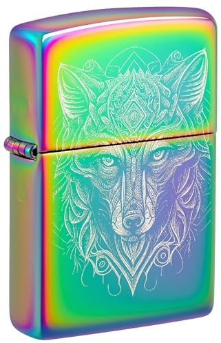 Zippo Sturmfeuerzeug - Wolf, Multi Color, Photo Image - Nachfüllbar - Wiederverwendbar - Windfestes Design - Geschenkbox - Made in USA