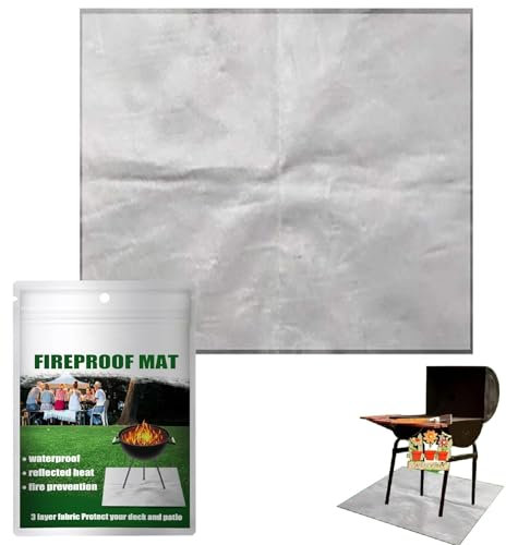 BBQ Mats Floor Protector,Large Fire Pit Mat,Fire Pit Mat Fireproof Mat,BBQ Heat Insulation Pad,Fireproof Grill Pads,Patio Protection Mats for Barbecue Picnic Protect Deck,Backyard,Grass,80 x 60cm