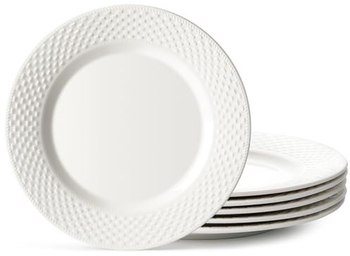 NUTRIUPS speiseteller 6er set, 27cm teller set 6 personen, Weiß porzellan teller,frühstücksteller 6er set