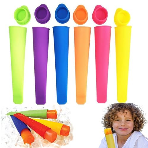 Moule Glace Silicone,Coloré Popsicle Mold Set,moules en silicone colorés pour la glace,Moule Glaces à l'Eau,Moules à Popsicle en Silicone,Ice Pop Mold Popsicle pour Cuisine DIY Popsicle,6 Pieces