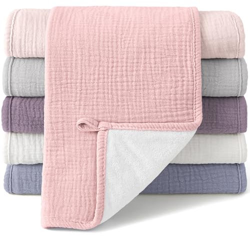 Bearmoss Moltontücher Baby 100% Baumwolle Weiche Spucktücher Baby,Saugstark Mulltücher 6er Pack 50x25 cm für Jungen Mädchen (RosaViolett)