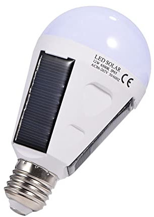Horoper Bombilla LED Solar, Panel Solar Bombilla LED Lámpara de Emergencia Portátil Impermeable para Interiores/Exteriores para Caminatas y Acampadas (12W)