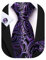 Barry.Wang Paisley Herren-Krawatten-Set, Seide, Einstecktuch, Manschettenknöpfe, formelle Hochzeit, Party, Business, Violette schwarze Blume, Einheitsgröße