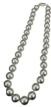 Stfery Grau Kette Lang Versilbert Perlenketten Perle Kette Hochzeit