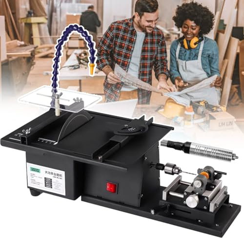 json2xml Lapidary Equipment Diy Jewelry Lapidary Saw For Cutting/Grinding/Carving/Polishing/Drilling,Mini Table Saws Grinder Polishing Machine With Flexible Shaft+Handle,Cutting Depth 45mm