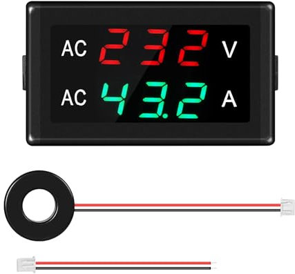 Voltímetro LED, amperímetro, voltímetro digital, amperímetro, CA 50-500 V 0-120 A CA, voltímetro amperímetro, indicador digital LED, voltaje medidor de corriente con transformador para fuente de