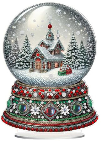 Starnearby DIY Diamond Painting Weihnachten Tisch Deko, 5D Diamant Painting Weihnachten Neu, Diamond Painting Winter Stehend Kunst Set für Anfänger Hausgeschenk Deko (Kristallkugel)