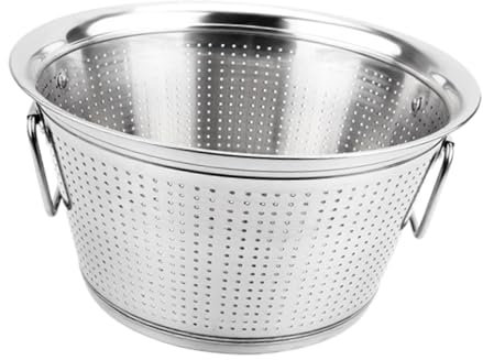 perfk Colador de Acero Inoxidable con Filtro de Agua, Cuencos de Drenaje de Cocina Ligeros y Resistentes a la oxidación, Cuencos para Verduras para Uso, Grande