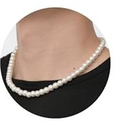 RWQIAN Perlenkette Herren Damen 45cm Perlen Kette Weiße Faux Perlenkette Choker Halskette Perlen Schmuck 8mm