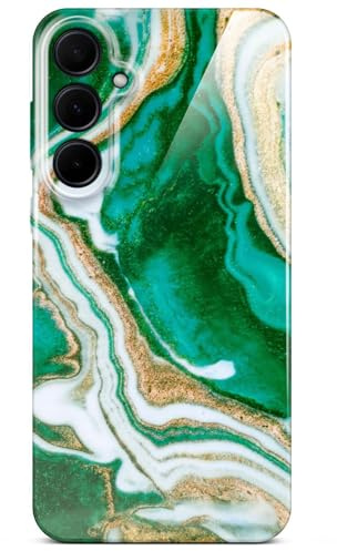 ONEFLOW Bliss Cover für Samsung Galaxy A35 5G Hülle in Marmor Optik, Designer Case Handy Schutzhülle mit Kameraschutz, Muster Hardcase Glitzer Handyhülle marmoriert, Grün Gold Weiß