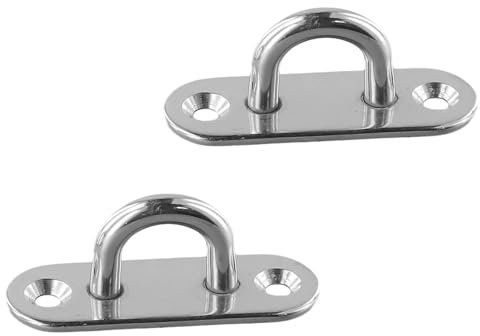 Pad Eye Plate Heavy Duty 2pcs Eye Plate Oblong Pad U-Shaped Ring Hook Heavy Duty Stainless Steel Hook Mount Ceiling Fan Boat Deck Ropes Hanging Kit