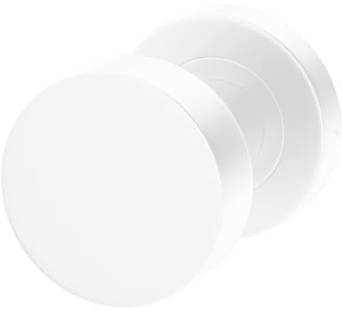 ERGO line Weiß Türknopf, FIX KNAUF, 1 Runder Türknauf für Türen, Fest Türknopf, Nicht Drehbar, Flacher Knauf auf Rundrosette