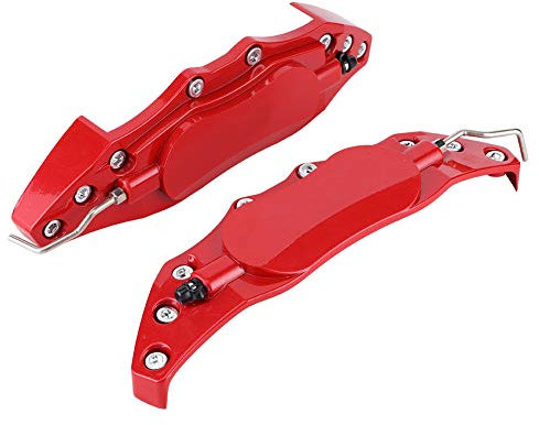 KIMISS 2Pcs Universal Aluminum Brake Caliper Covers for Cars - Red Disc Brake Caliper Fake Covers Left & Right, Refit for 16-18 Inch Wheels (M)