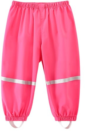 Diorshark Pantalon de Pluie Imperméable Enfant Pantalon de Boue Rose Rouge Léger Respirant Séchage Rapide Coupe-Vent Réfléchissant Non Doublé Surpantalon Cyclisme Extérieure pour Fille Âge 6-7 Ans