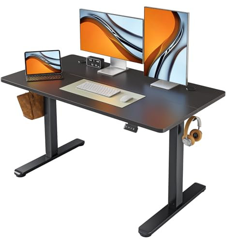 FEZIBO Schreibtisch Höhenverstellbar Elektrisch, 120 x 60 cm Steh-Sitz Tisch, Verstellbarer Stehpult mit Memory-Steuerung, Ergonomischer Computertisch Homeoffice, Schwarz