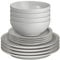 Denby - Dove Grey Dinner Set for 4-12 Piece Ceramic Tableware - Dishwasher & Microwave Safe Crockery - Hand Glazed Stoneware Plate & Bowl Set - Includes 4 x Dinner Plates, Small Plates, Cereal Bowls