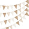 jijAcraft Wimpelkette Outdoor Beige Braun: Girlande Wetterfest 12M für Garten Wiederverwendbar Jute Wimpelgirlande mit 36 Stück Wimpel für Camping 3 Stück Deko Wimpelkette für Geburtstag