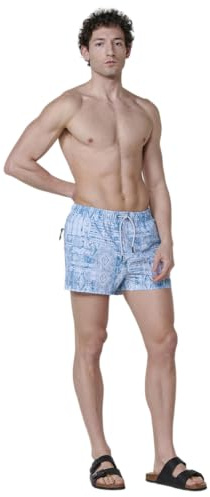 Koroshi Blaue Badehose mit verstellbarem Bund für Herren, Blau, blau, 48