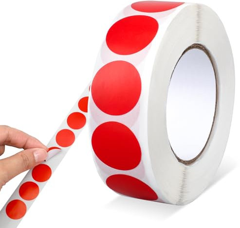 Rot Runde Aufkleber, 1,9 cm, 1000 Stück, Rot Punktaufkleber, Wasserfeste Kreisförmige Aufkleber, Farbkodierungsetikett für Büro, Geschäft, Zuhause, Klassenzimmer, Markierung