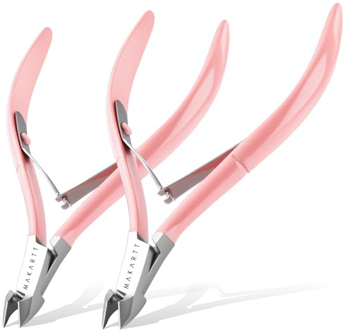 Makartt 2-Pack Pink Cuticle Nipper, 7mm Ergonomic Full-Jaw