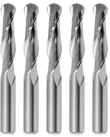 Lot de 5 fraises en carbure de tungstène avec tige de 6 mm CED 25 mm CEL 2 cannelures pour gravure, fraisage, sculpture 3D, ébauche, bois, PVC, aluminium