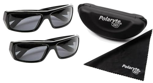 Polaryte 2er-Pack Sonnenbrille, Unisex, polarisiert, hochauflösend, Schwarz, HD, mit UV-Schutz, kratzfest und Magnet