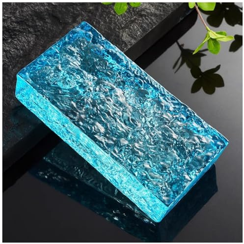 Brique de verre transparent, Blocs de verre multicolores 20x10x5 cm découpables impact-transmission la lumière(Blue-b)