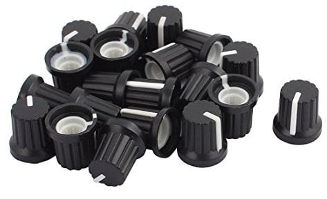 Sourcingmap 20Pcs Plastic 6mm Diameter Bulb Light Lamp Dimmer Control Rotary Knob Cap Black