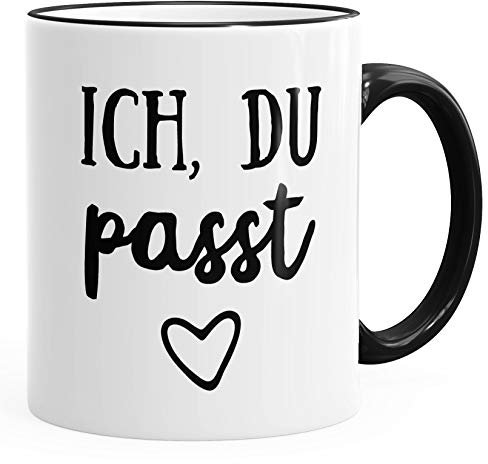 MoonWorks Geschenk-Tasse Liebe Ich du passt Geschenk Freund Freundin Frau Mann Kaffeetasse Teetasse Keramiktasse Schwarz unisize