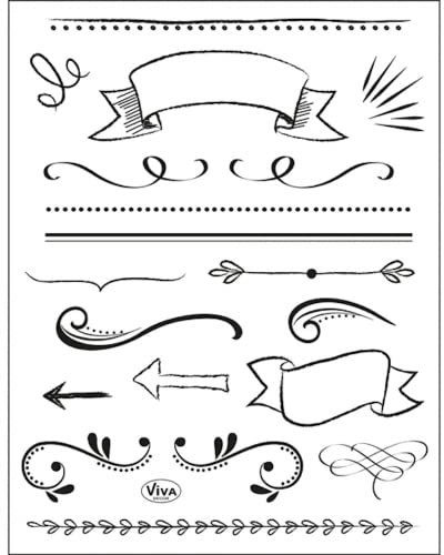 Viva Decor Silikonstempel - Lettering Elemente - Prägung Stempel - DIY Dekoration stanzen - Wiederverwendbar - Transparent - Platzsparend - Leichte Reinigung - Designed in Germany