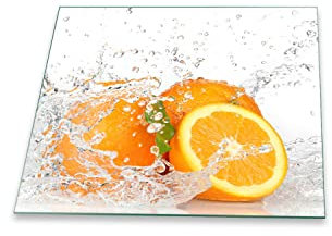 Herdabdeckplatte Abdeckung Ceranfeld Abdeckplatte Schneidebrett 1-Teilig 60x52 Obst Wasser Mehrfarbig Spritzschutz Glasplatte Ceranfeldabdeckung Schutz Herdschutz Sicherheitsglas Glasschneidebrett