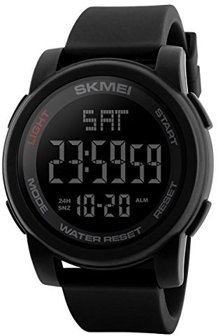 SKMEI – Montre numérique pour homme et adolescents avec grand écran, résistante à l’eau 50 ATM, bracelet en résine, fonction chronomètre, alarme, compte à rebours - DG1257