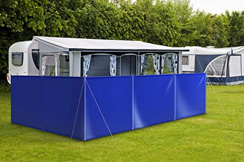 ANKO PLANEN Windschutz Sichtschutz Camping aus PVC Plane LKW Plane 680g stabil mit Laschen und Ösen (1,2m x 6m, Blau RAL5002)