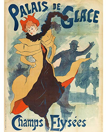 Fine Art Prints Cheret Ice Skating Palais Glace Paris Vintage Werbung Groß Druck Poster Wandkunst Dekor Bild