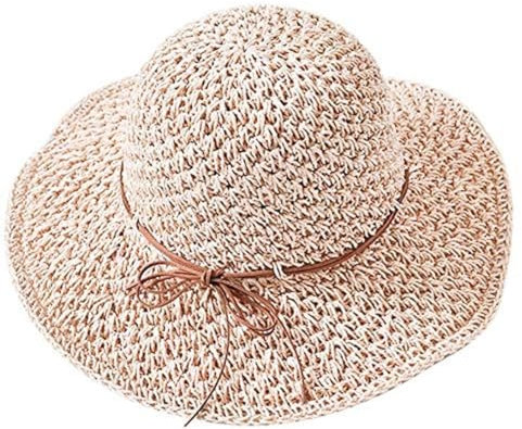 Frauen Strohhut Damen Sonnenhut Atmungsaktiver Sommerhut Sonnencreme Anglerhut Outdoor Hut Faltbar Fischerhut Sommer Anti-UV elegant Strandhut für Wandern Camping Tourismus Khaki/Beige (Rosa)