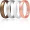 ThunderFit Women Breathable Eternity Pattern Silicone Wedding Ring Wedding Bands Anniversary Rings 4mm Width,1.5mm Thickness,12 rings,8 Rings,4 Rings,1 Ring, 5.5,6 (16.5mm), Silicone,Gold,Silver,Rose