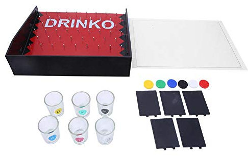 Yctze Trinkspiel, lustiges Spielbrett Coloured Dropping Chips Bar Spiel mit 6 Weingläsern Trinkparty