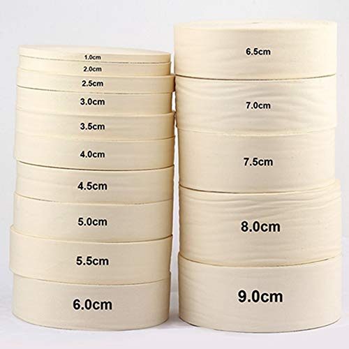 Egurs 100 Meter/roll Baumwollband Baumwollkordel Schrägband Dekoband Kein Fischgrätenmuster 100% Baumwoll Gurtband Baumwollgewebe Beige 5cm